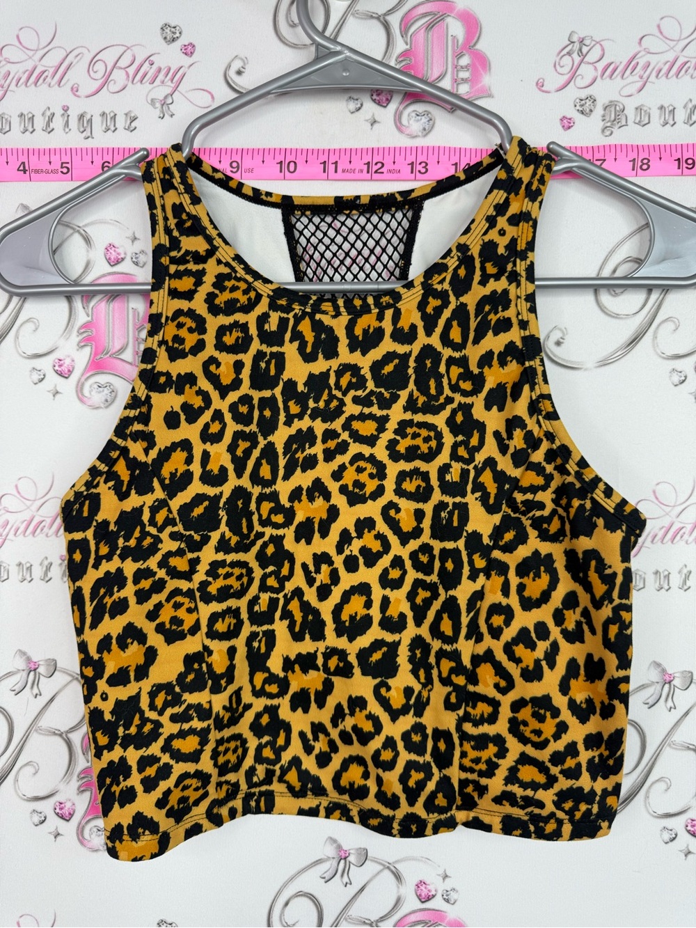 CB Leopard Print Cropped Tank Top - Mustard/Black